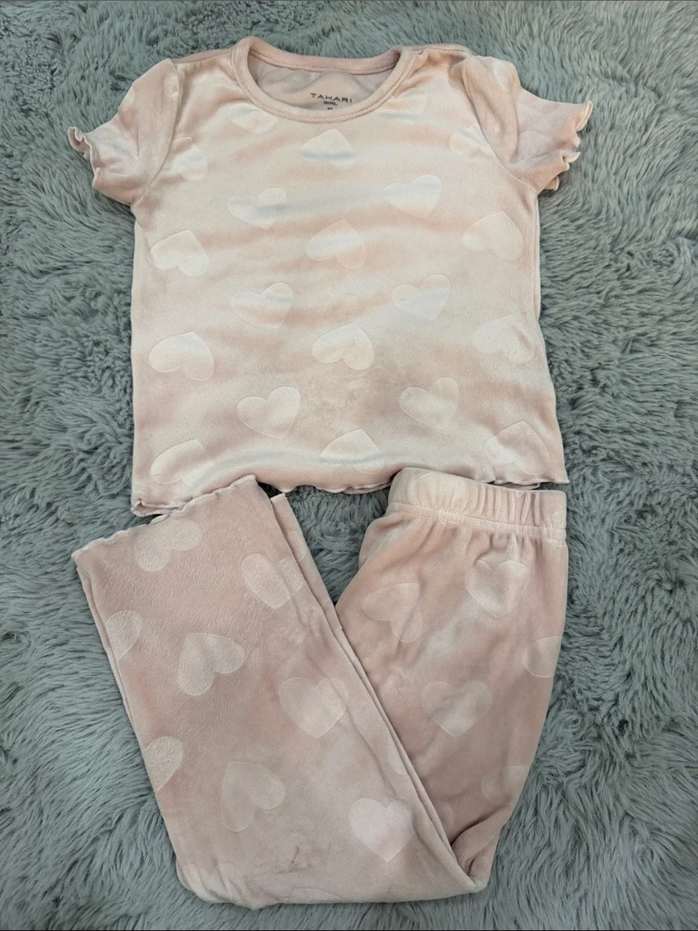 Tahari Girls Pink Heart Plush Pajama Set